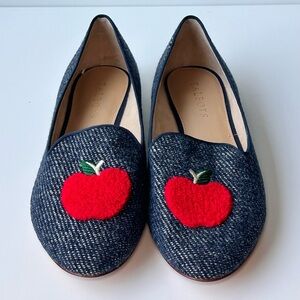 Talbots Women’s Ryan Loafer Red Apple Blue Twill leather sole size 7.5